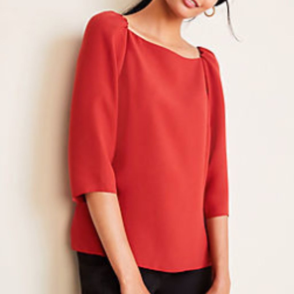 NWT Ann Taylor Square Neck Puff Sleeve Top- XSP